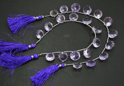 Pink Amethyst Concave Cut Coin Shape Beads , 14 - 16.50 mm , 8.50 Inches , BL-2731