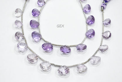 Pink Amethyst Concave Cut Heart Shape Beads , 8x8 - 12x12 mm , 7 Inches , BL-2732
