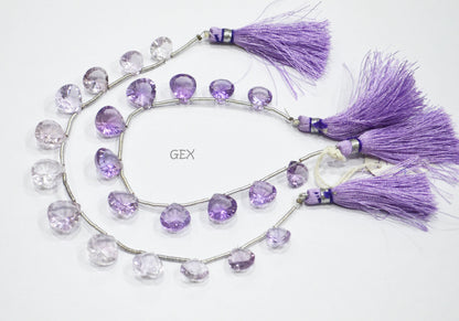 Pink Amethyst Concave Cut Heart Shape Beads , 8x8 - 12x12 mm , 7 Inches , BL-2732