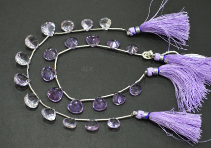 Pink Amethyst Concave Cut Heart Shape Beads , 8x8 - 12x12 mm , 7 Inches , BL-2732