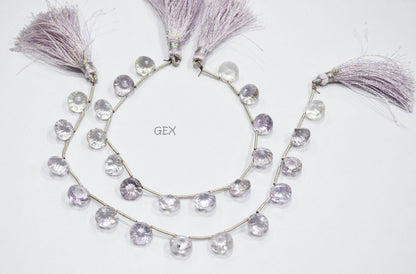 Pink Amethyst Concave Cut Coin Shape Beads , 10 mm , 8 Inches , BL-2733