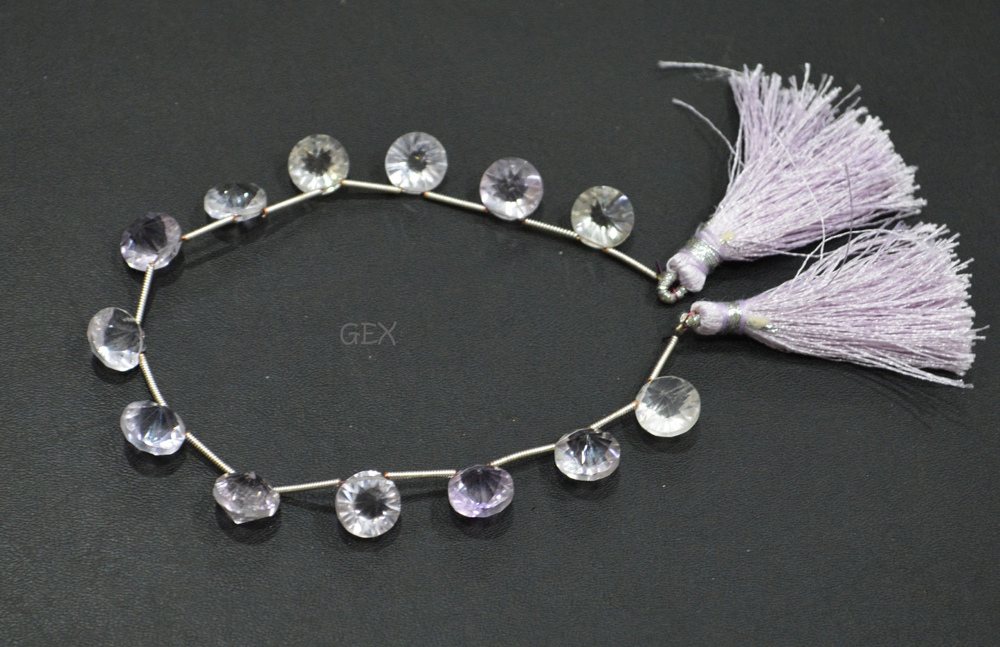 Pink Amethyst Concave Cut Coin Shape Beads , 10 mm , 8 Inches , BL-2733