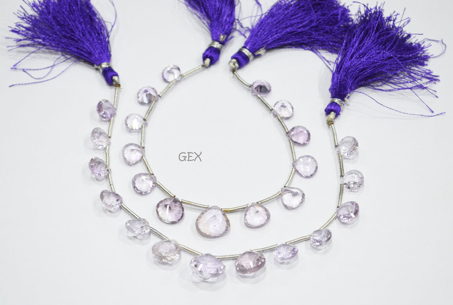 Pink Amethyst Concave Cut Heart Shape Beads , 8x8 - 13x13 mm , 6.50 Inches , BL-2735