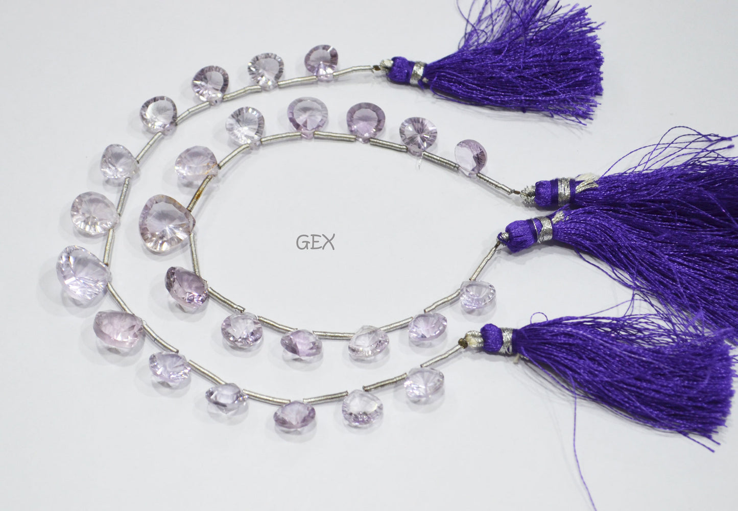 Pink Amethyst Concave Cut Heart Shape Beads , 8x8 - 13x13 mm , 6.50 Inches , BL-2735