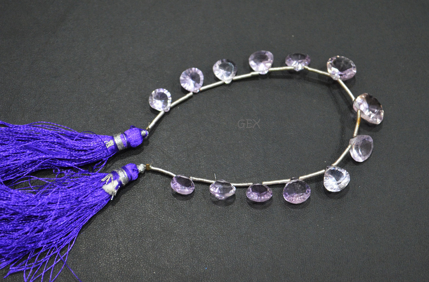 Pink Amethyst Concave Cut Heart Shape Beads , 8x8 - 13x13 mm , 6.50 Inches , BL-2735