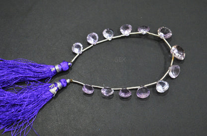Pink Amethyst Concave Cut Heart Shape Beads , 8x8 - 13x13 mm , 6.50 Inches , BL-2735