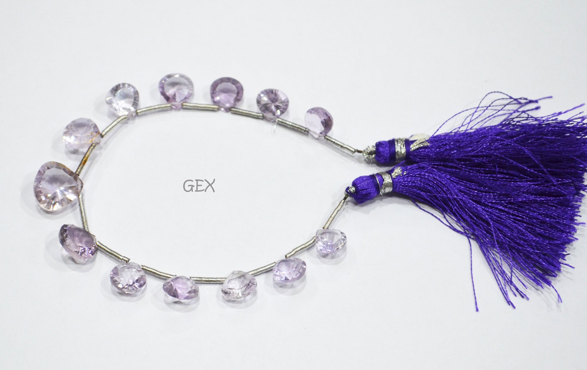 Pink Amethyst Concave Cut Heart Shape Beads , 8x8 - 13x13 mm , 6.50 Inches , BL-2735