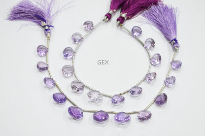Pink Amethyst Concave Cut Heart Shape Beads , 9x9 - 13.50x13.50 mm , 7 Inches , BL-2736