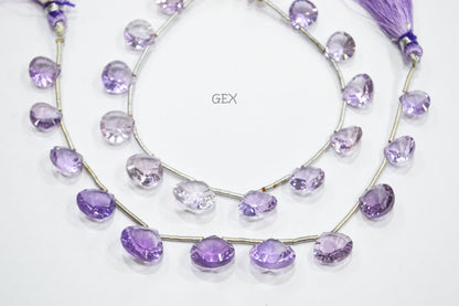 Pink Amethyst Concave Cut Heart Shape Beads , 9x9 - 13.50x13.50 mm , 7 Inches , BL-2736