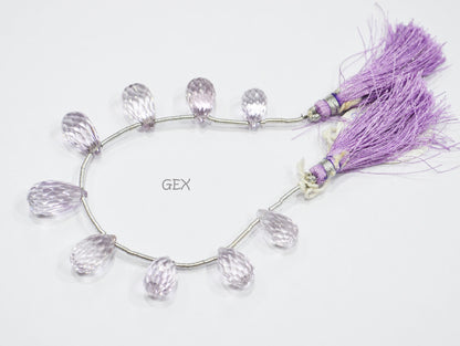 Pink Amethyst Faceted Tear Drops Shape Beads , 8x13 - 11x18 mm , 6 Inches , BL-2737