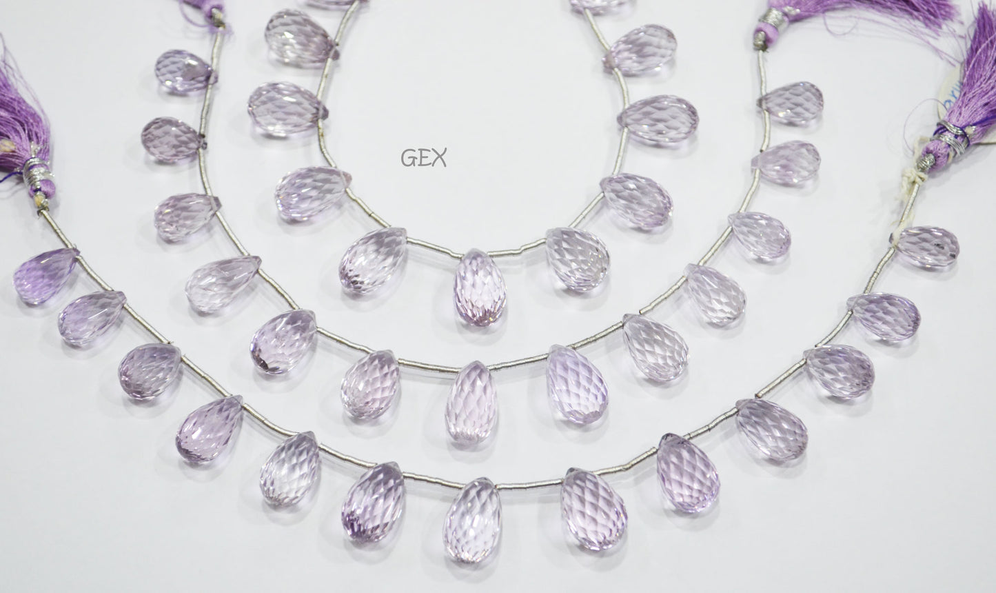 Pink Amethyst Faceted Tear Drops Shape Beads , 9x14 - 11x18 mm , 8.50 Inches , BL-2738