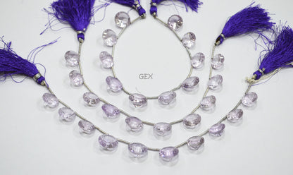Pink Amethyst Concave Cut Coin Shape Beads , 13 - 15 mm , 8 Inches , BL-2739