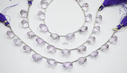 Pink Amethyst Concave Cut Coin Shape Beads , 13 - 15 mm , 8 Inches , BL-2739