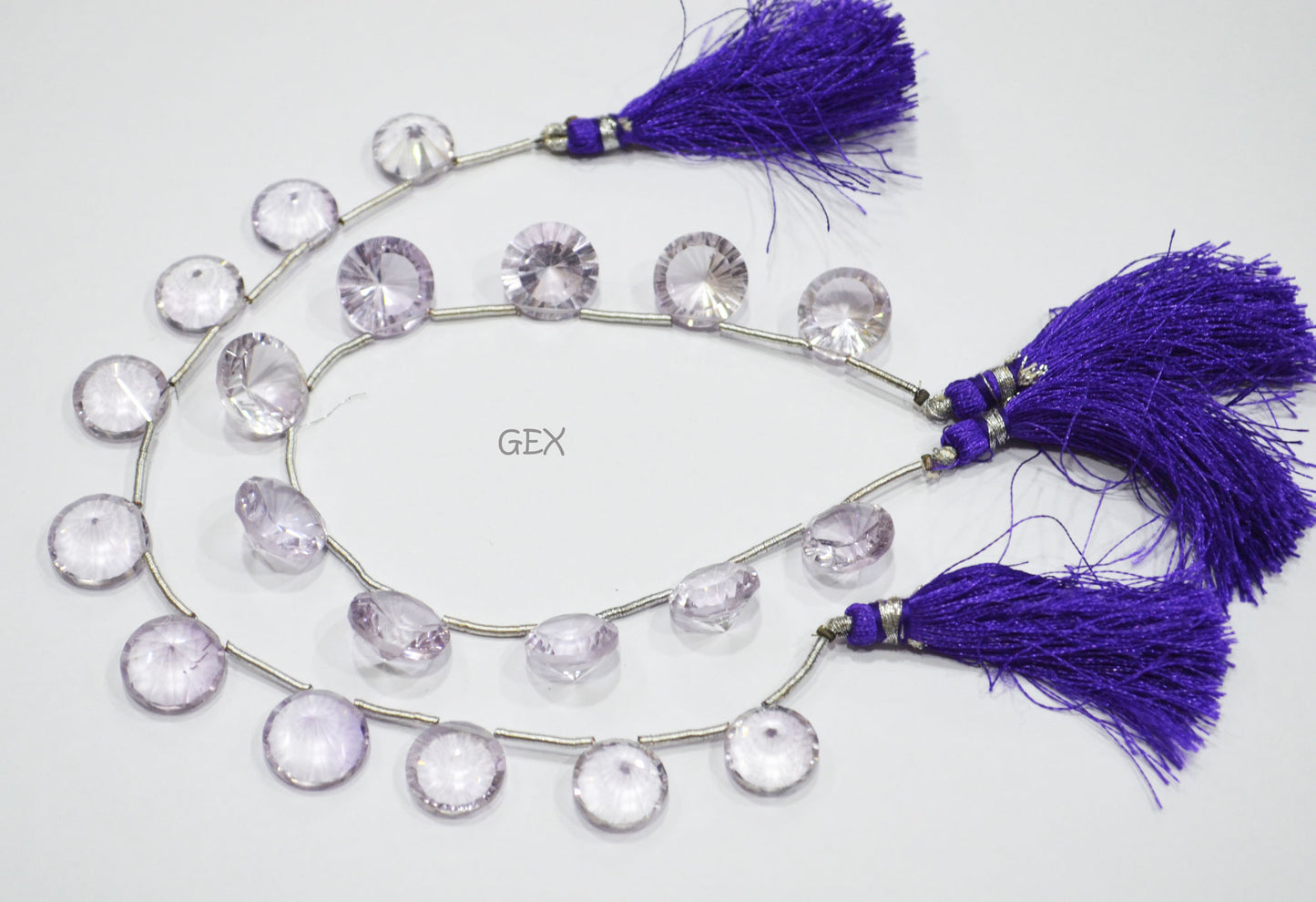 Pink Amethyst Concave Cut Coin Shape Beads , 13 - 15 mm , 8 Inches , BL-2739