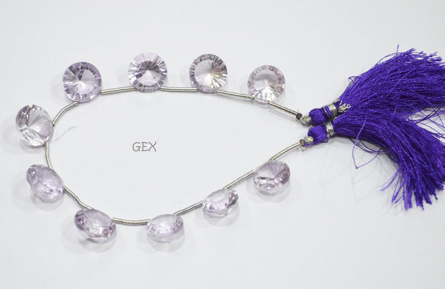 Pink Amethyst Concave Cut Coin Shape Beads , 13 - 15 mm , 8 Inches , BL-2739