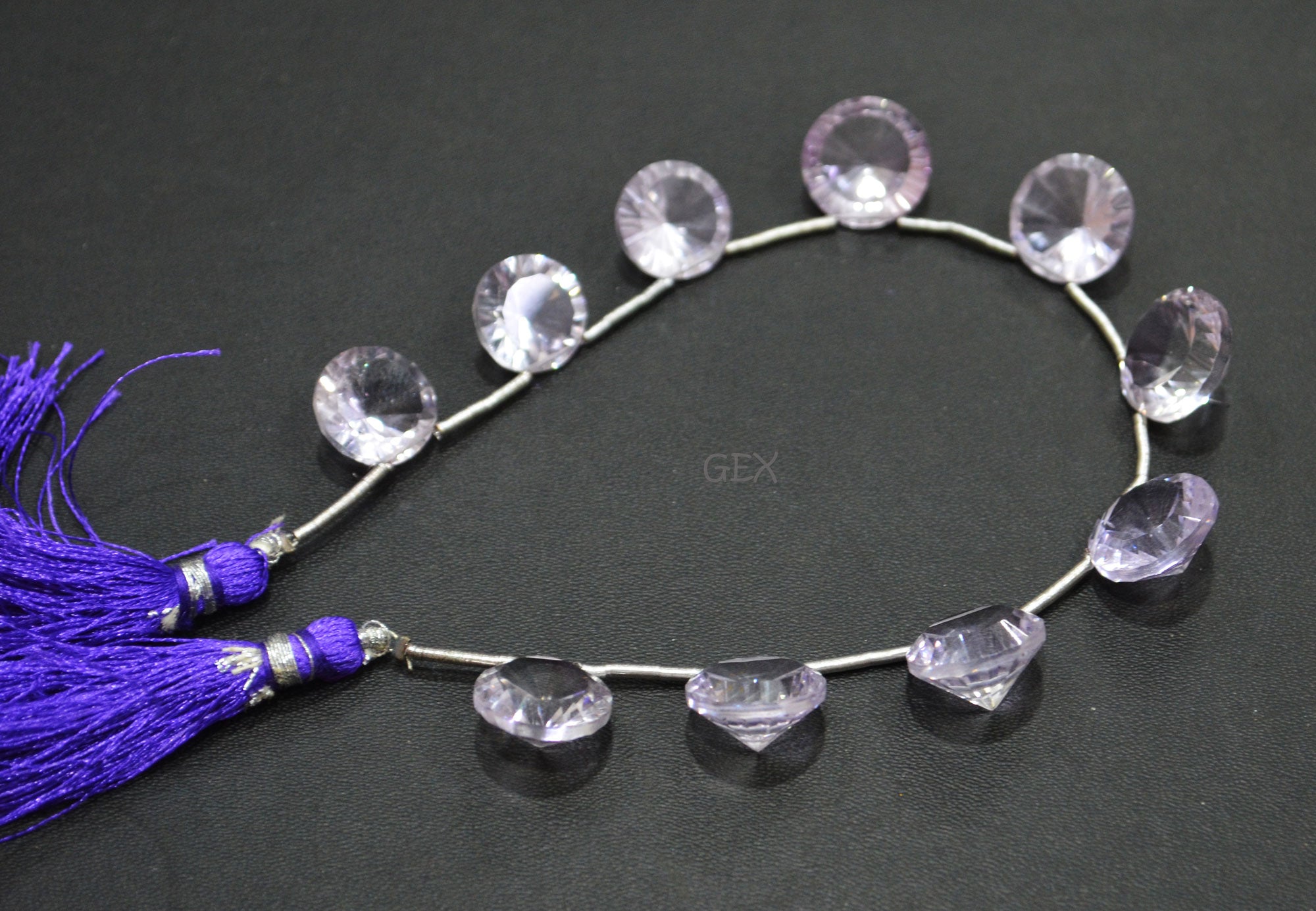 Pink Amethyst Concave Cut Coin Shape Beads , 13 - 15 mm , 8 Inches , BL-2739