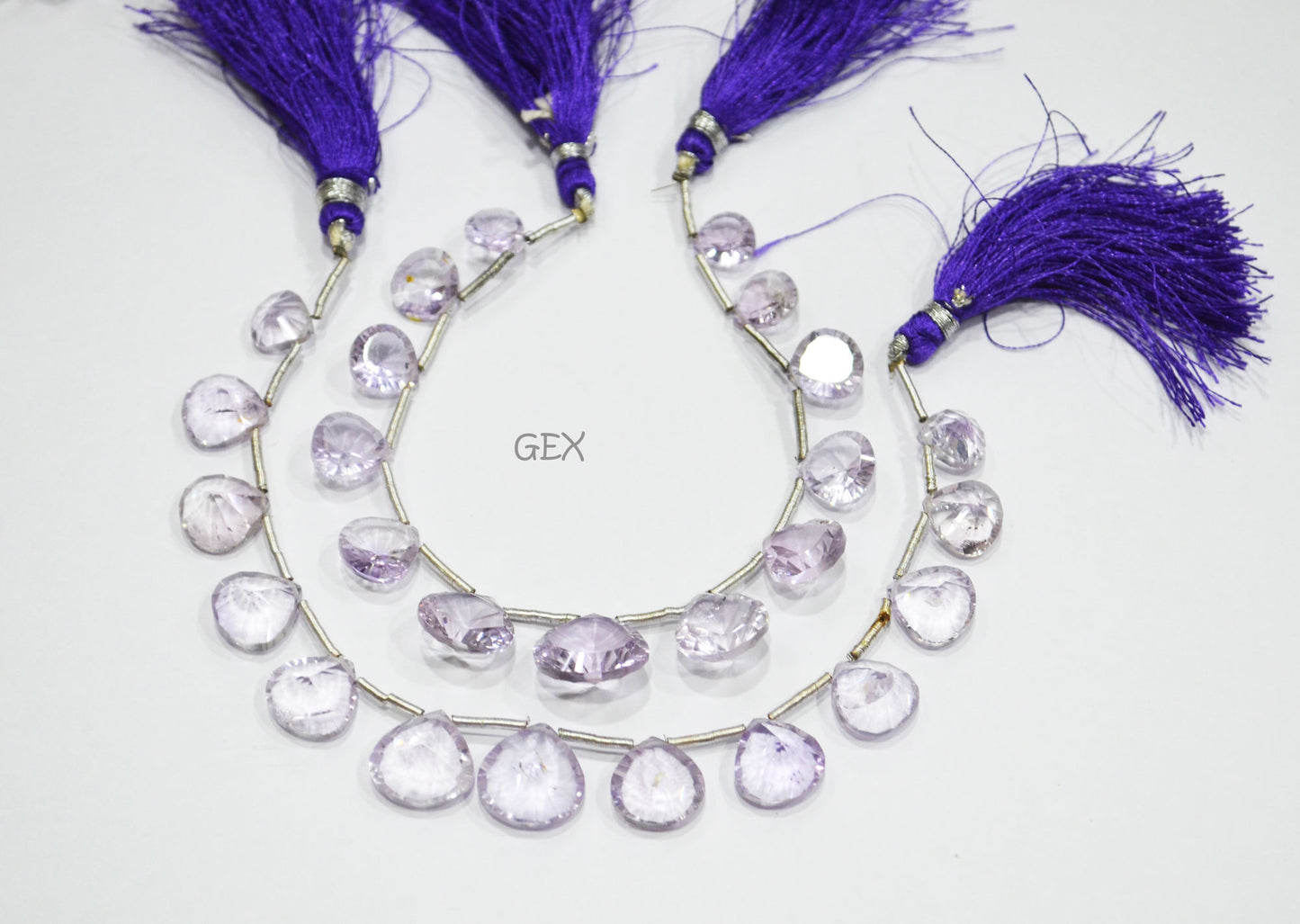 Pink Amethyst Concave Cut Heart Shape Beads , 9x9 - 13x13 mm , 7 Inches , BL-2740