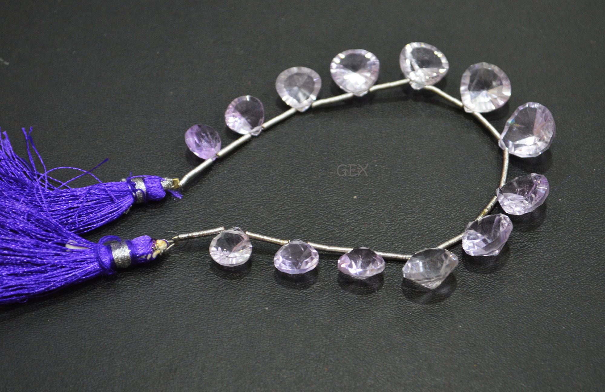 Pink Amethyst Concave Cut Heart Shape Beads , 9x9 - 13x13 mm , 7 Inches , BL-2740