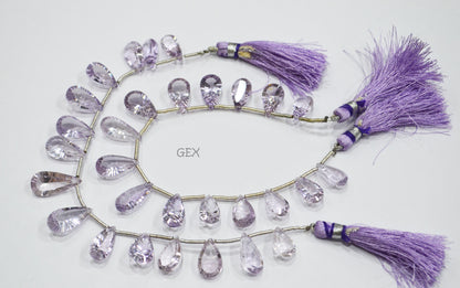 Pink Amethyst Concave Cut Pear Shape Beads , 8x12 - 10x20 mm , 7 Inches , BL-2741