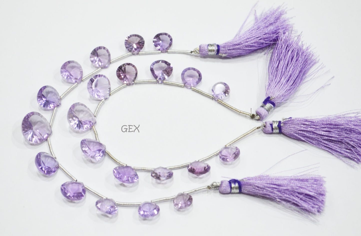 Pink Amethyst Concave Cut Heart Shape Beads , 10x10 - 14x14 mm , 6.50 Inches , BL-2742