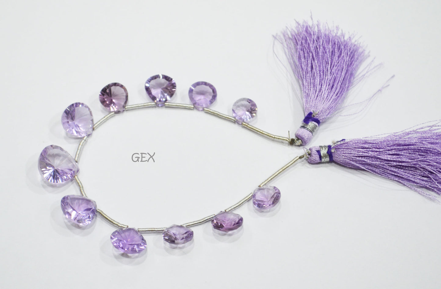 Pink Amethyst Concave Cut Heart Shape Beads , 10x10 - 14x14 mm , 6.50 Inches , BL-2742