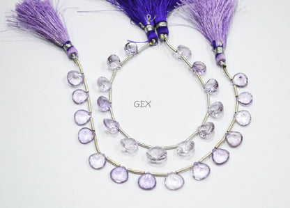 Pink Amethyst Concave Cut Heart Shape Beads , 10x10 - 11x11 mm , 7 Inches , BL-2743