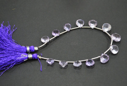 Pink Amethyst Concave Cut Heart Shape Beads , 10x10 - 11x11 mm , 7 Inches , BL-2743