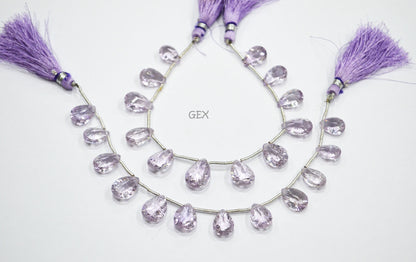 Pink Amethyst Concave Cut Pear Shape Beads , 9x12 - 11x16 mm , 7 Inches , BL-2747