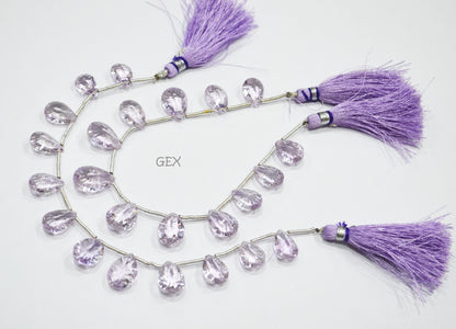 Pink Amethyst Concave Cut Pear Shape Beads , 9x12 - 11x16 mm , 7 Inches , BL-2747
