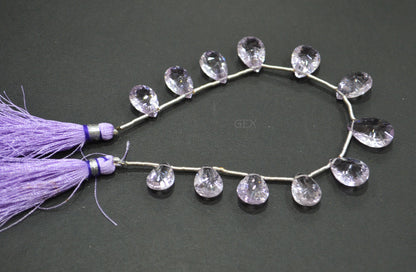 Pink Amethyst Concave Cut Pear Shape Beads , 9x12 - 11x16 mm , 7 Inches , BL-2747