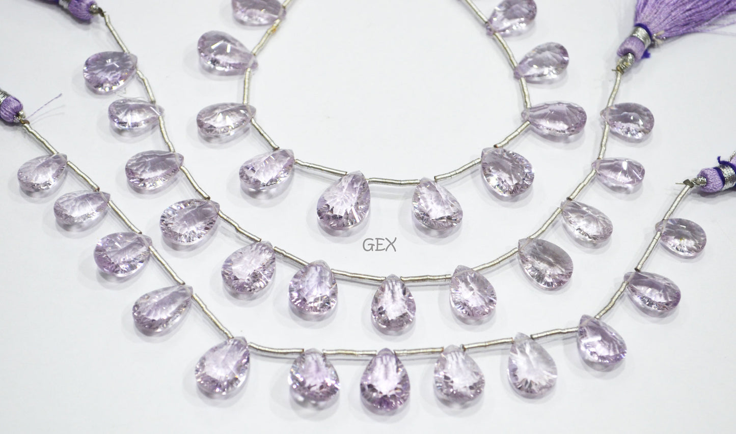Pink Amethyst Concave Cut Pear Shape Beads , 9x12 - 11x16 mm , 7 Inches , BL-2747