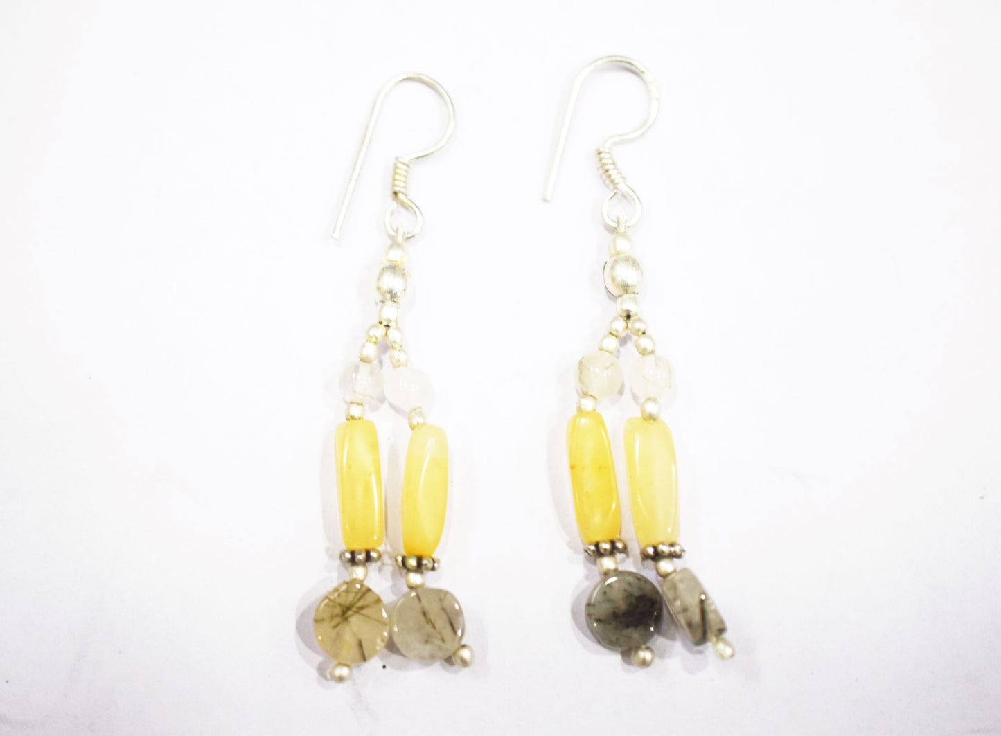 Italian Open End Gemstone Necklace Set, Yellow Aventurine Green Rutile Citrine Necklace Handmade Statement Jewelry Gift For Her, BL-4569