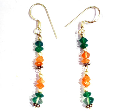 Natural Carnelian Green Aventurine Necklace Set, Handmade Multi Strand Beaded Statement Jewelry, Boho Tassel Necklace Earring Set Gift For Her, BL-4576