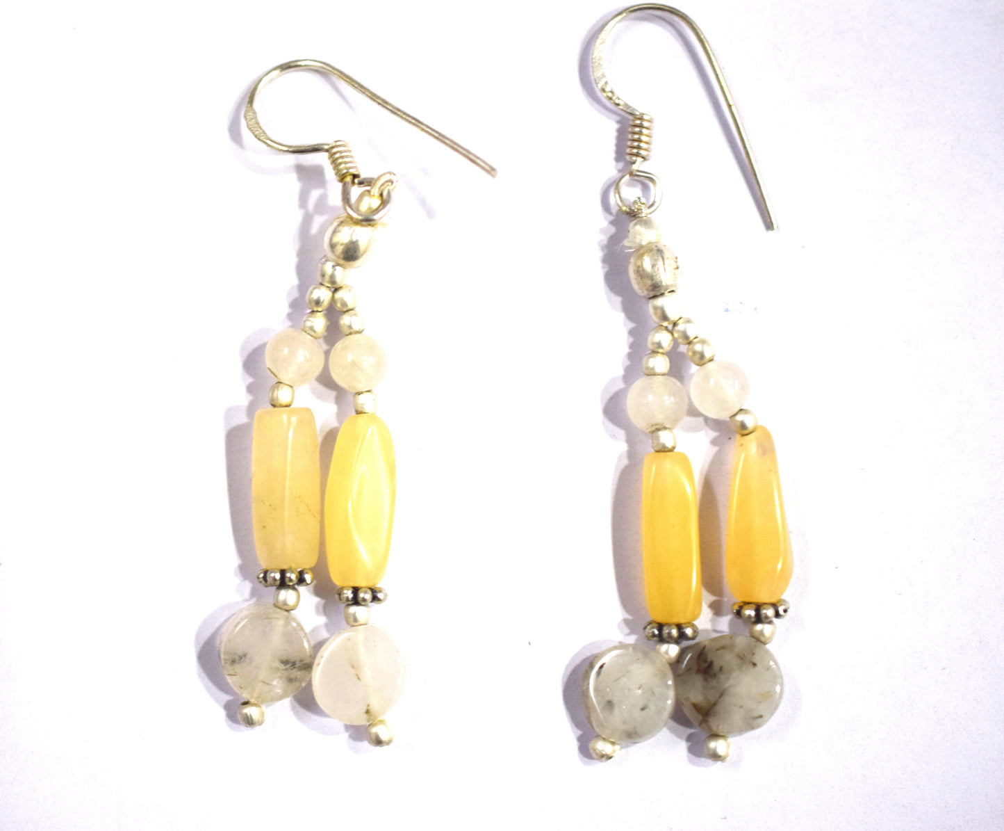 Natural Yellow Aventurine Moss Agate Necklace Set, Handmade Beaded Earthy Gemstone Jewelry, Boho Dangle Earring Set Gift For Her, BL-4593