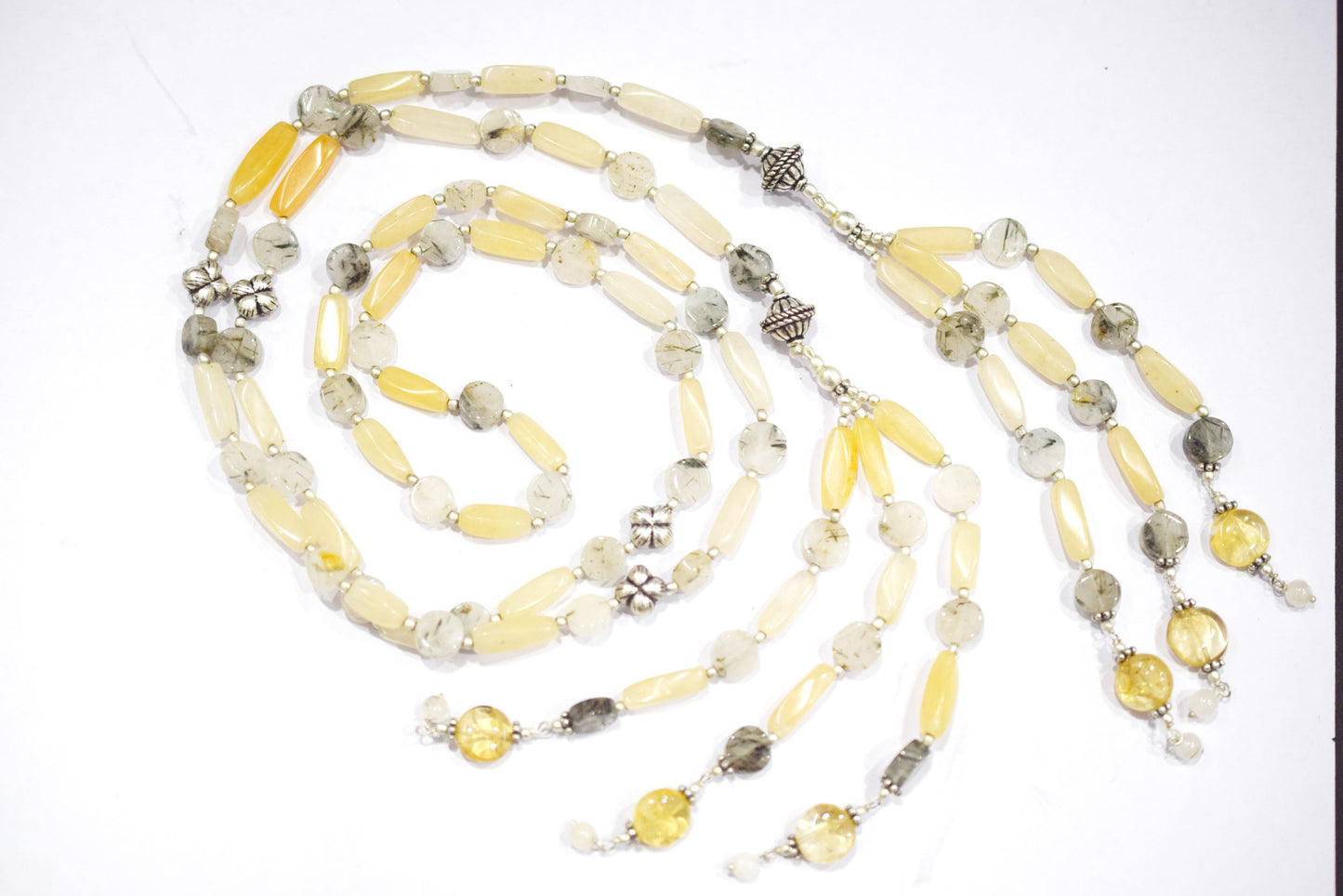 Natural Yellow Aventurine Moss Agate Necklace Set, Handmade Beaded Earthy Gemstone Jewelry, Boho Dangle Earring Set Gift For Her, BL-4593