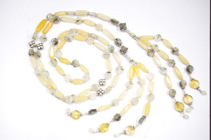 Natural Yellow Aventurine Moss Agate Necklace Set, Handmade Beaded Earthy Gemstone Jewelry, Boho Dangle Earring Set Gift For Her, BL-4593