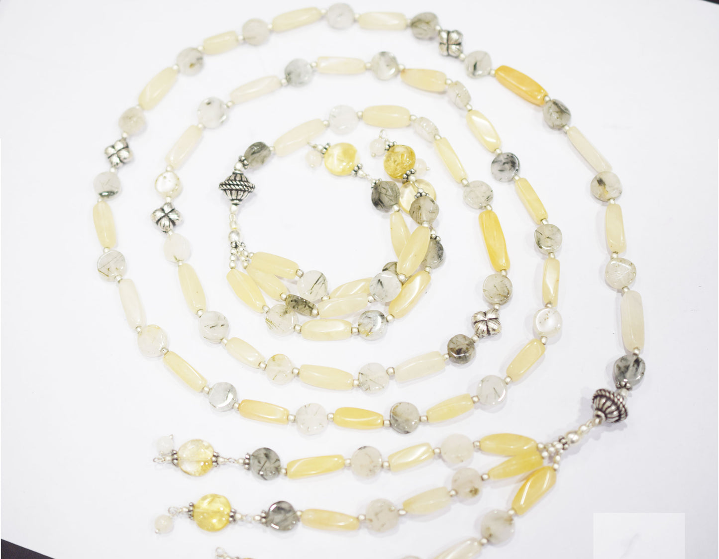 Natural Yellow Aventurine Moss Agate Necklace Set, Handmade Beaded Earthy Gemstone Jewelry, Boho Dangle Earring Set Gift For Her, BL-4593