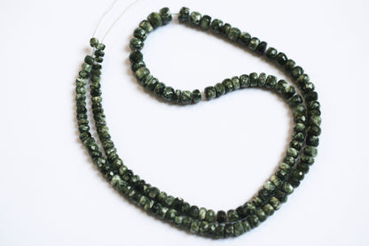 Natural Seraphinite Rondelle Briolettes, Seraphinite Faceted Beads, 3.50 to 5.50 mm, 17 inches , BL-5175