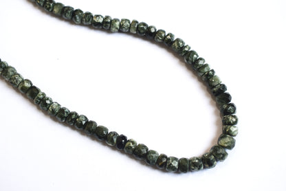 Natural Seraphinite Rondelle Briolettes, Seraphinite Faceted Beads, 3.50 to 5.50 mm, 17 inches , BL-5175