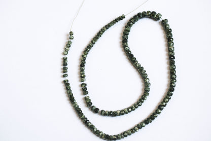 Natural Seraphinite Rondelle Briolettes, Seraphinite Faceted Beads, 3.50 to 5.50 mm, 17 inches , BL-5175