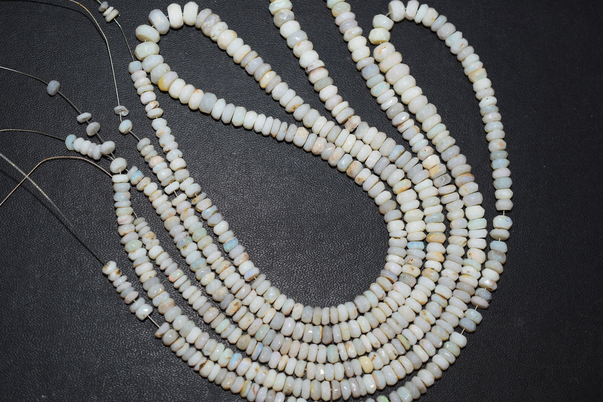 Natural Australian Opal Rondelle Faceted Beads ,Australian Opal Strands, 4.00 to 7.00 mm, 17 inches , BL-5177