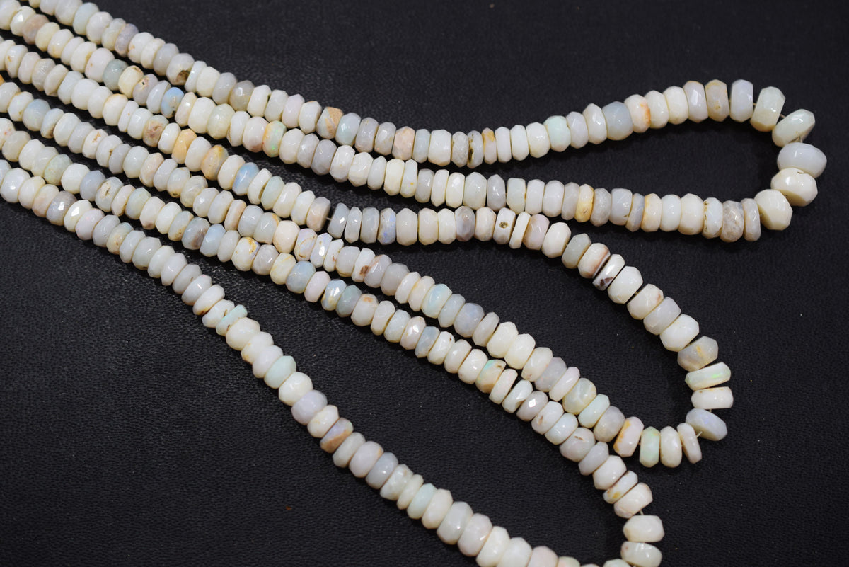 Natural Australian Opal Rondelle Faceted Beads ,Australian Opal Strands, 4.00 to 7.00 mm, 17 inches , BL-5177