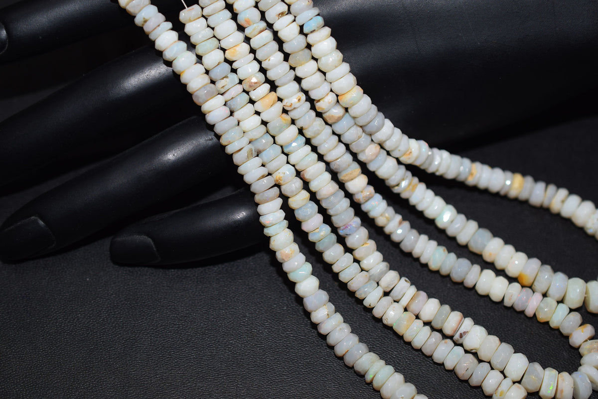 Natural Australian Opal Rondelle Faceted Beads ,Australian Opal Strands, 4.00 to 7.00 mm, 17 inches , BL-5177