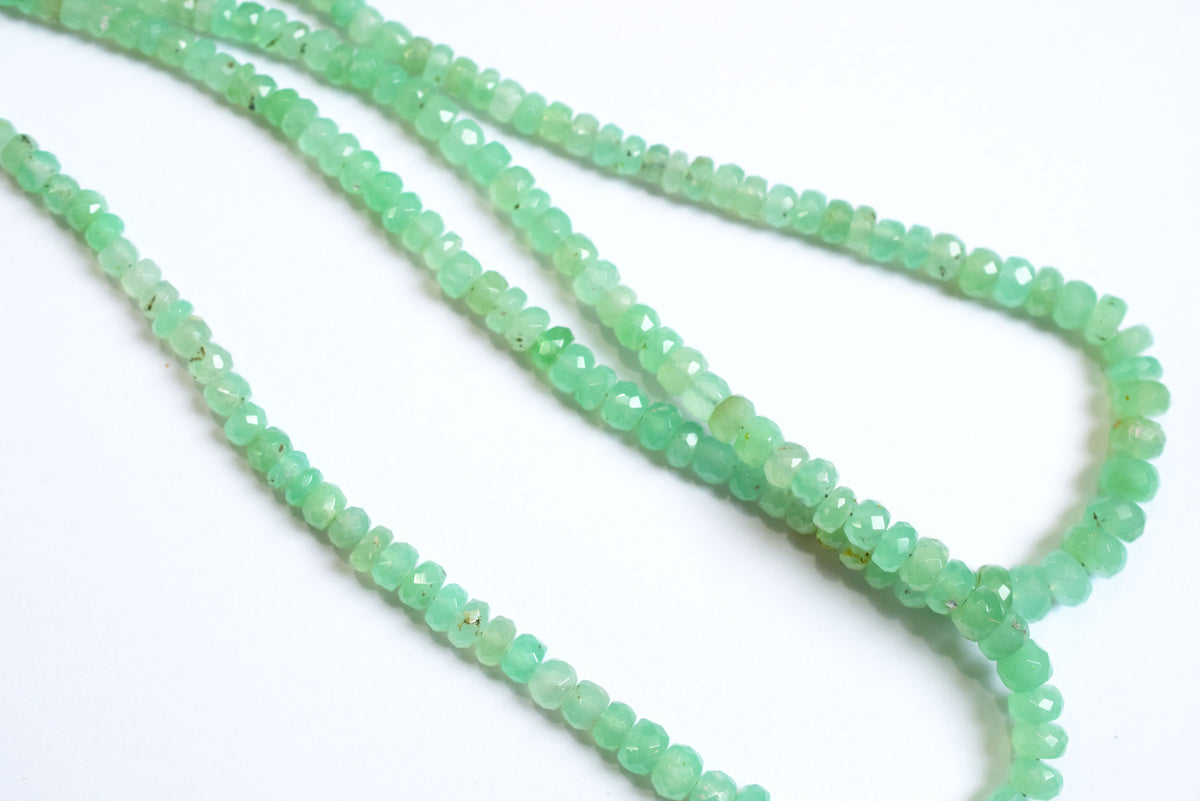 Natural Chrysoprase Rondelle Faceted Beads , Natural Chrysoprase Strands ,Sold By Strand, 3.50 to 6.00 mm , 17 inches , BL-5179