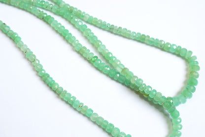 Natural Chrysoprase Rondelle Faceted Beads , Natural Chrysoprase Strands ,Sold By Strand, 3.50 to 6.00 mm , 17 inches , BL-5179
