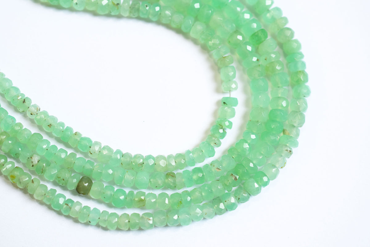 Natural Chrysoprase Rondelle Faceted Beads , Natural Chrysoprase Strands ,Sold By Strand, 3.50 to 6.00 mm , 17 inches , BL-5179