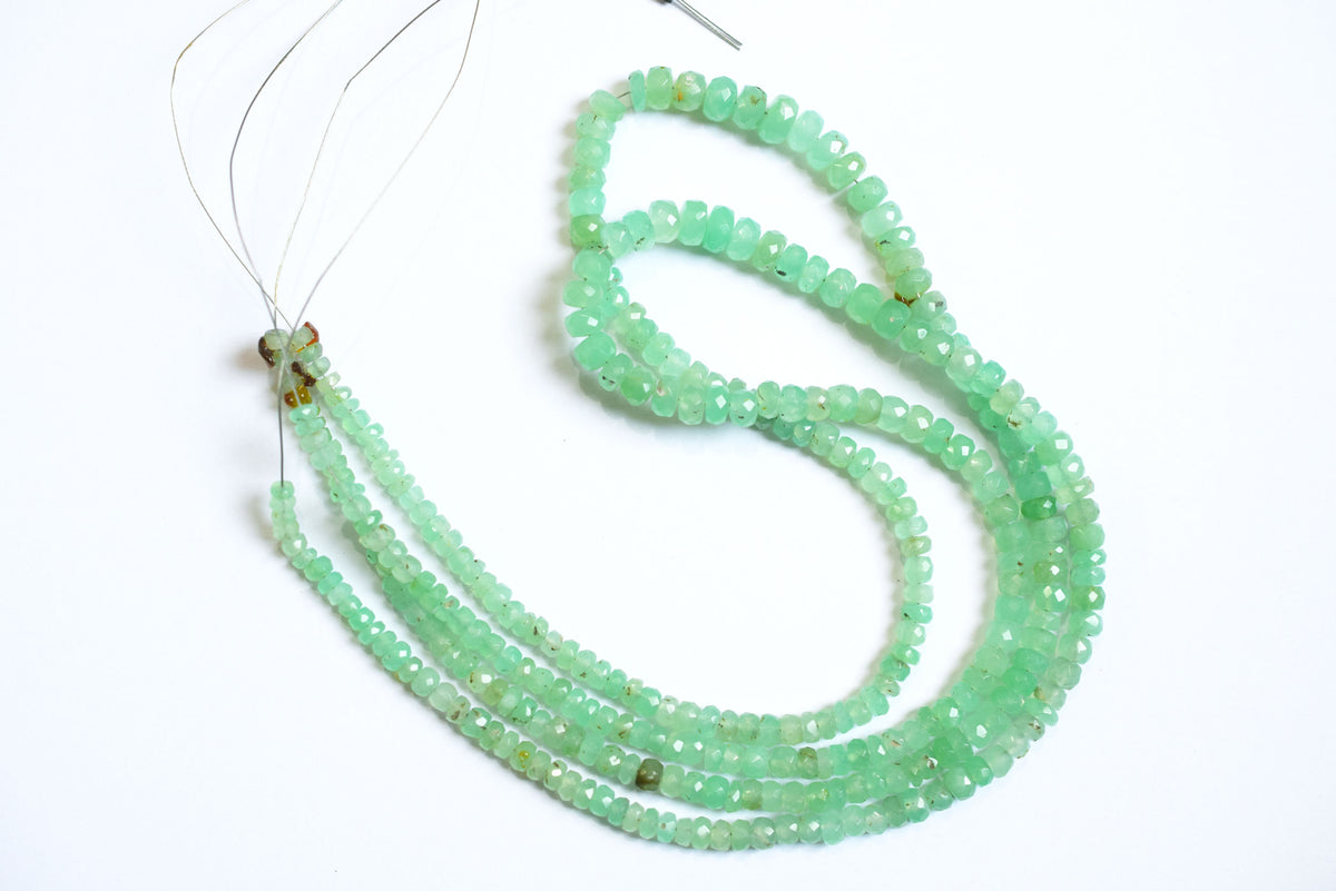 Natural Chrysoprase Rondelle Faceted Beads , Natural Chrysoprase Strands ,Sold By Strand, 3.50 to 6.00 mm , 17 inches , BL-5179