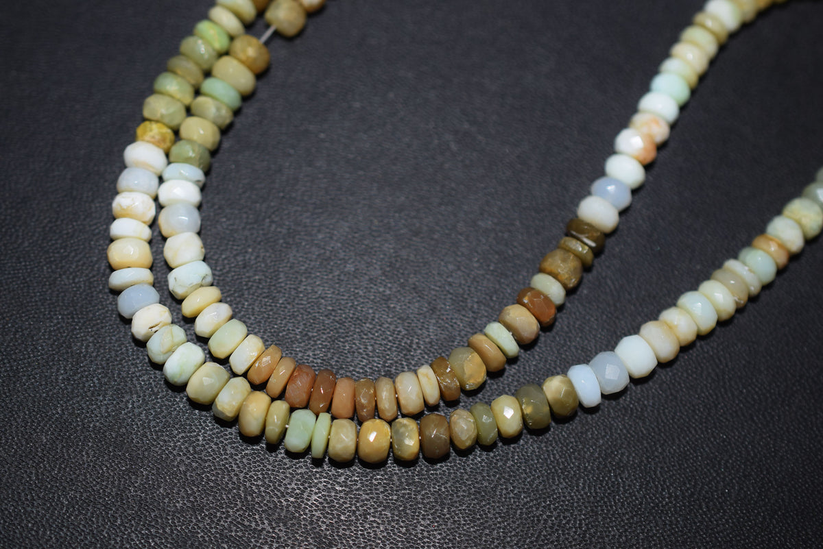 Natural Shaded Peruvian Green Opal Faceted Rondelle Beads ,Peruvian Green Opal Strands ,Sold By Strand, 5.25 to 5.50 mm, 17 inches, BL-5180
