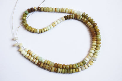 Natural Shaded Peruvian Green Opal Faceted Rondelle Beads ,Peruvian Green Opal Strands ,Sold By Strand, 5.25 to 5.50 mm, 17 inches, BL-5180