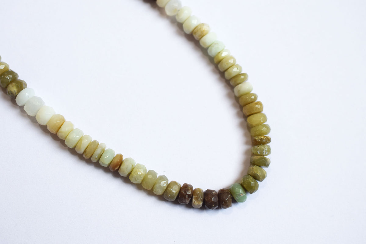 Natural Shaded Peruvian Green Opal Faceted Rondelle Beads ,Peruvian Green Opal Strands ,Sold By Strand, 5.25 to 5.50 mm, 17 inches, BL-5180
